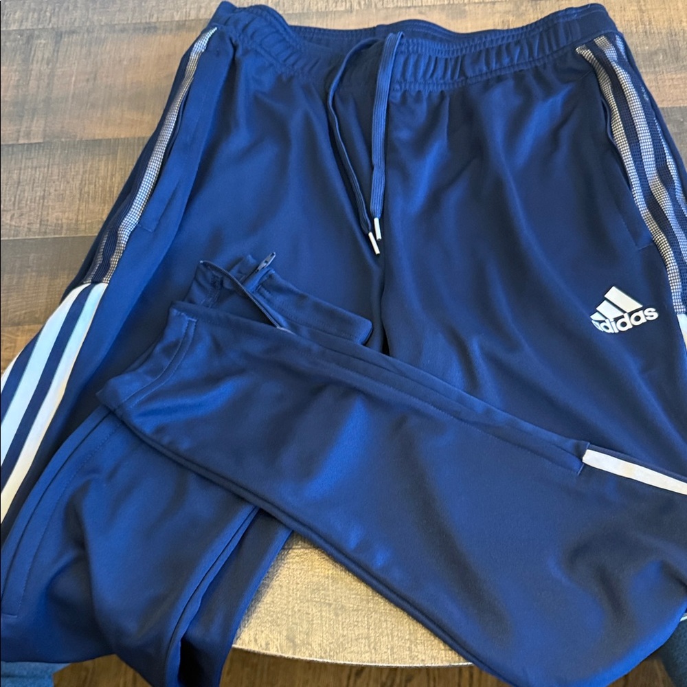 Adidas Tiro 21 Blue (Blk, Red, Grey Too) Soccer Sweatpants Joggers Sz. M  NWOT!!